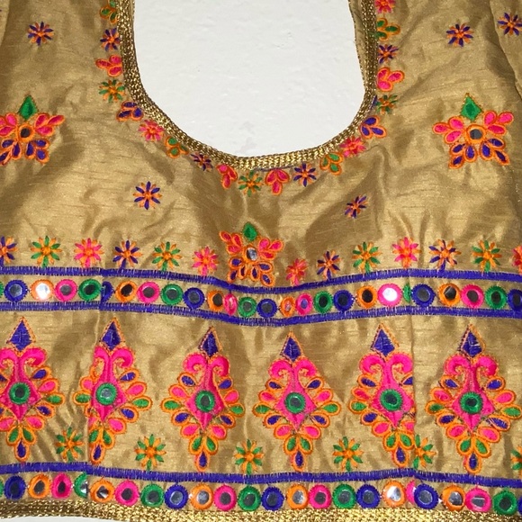 Colorful Embellished Boho Sari Choli Blouse - Picture 2 of 5
